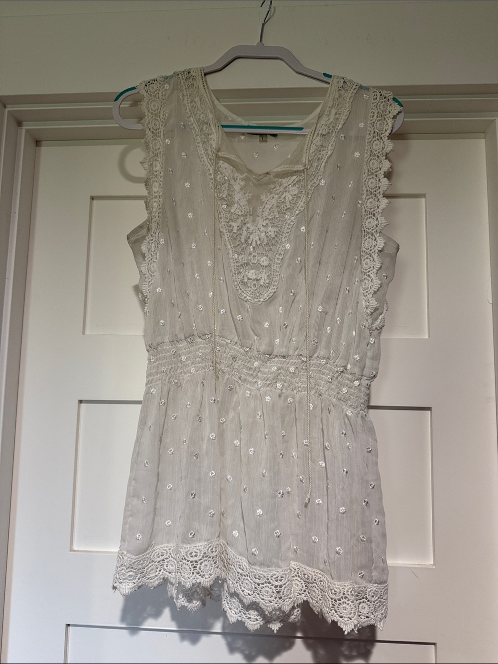 Ivory Lace Eyelet Sleeveless Tunic